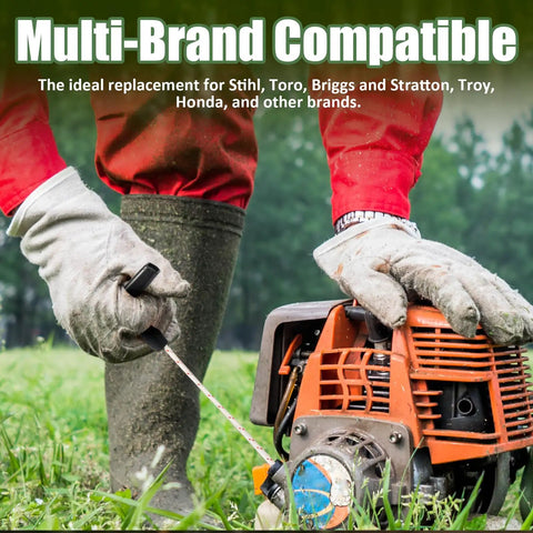 Built Tough 10 Ft 3.5mm Lawn Mower Pull Cord With Handle For Easy Starts And Lasting Durability, 2000Lb 16-Strand Braided Rope, Cut To Fit For Chainsaw, Pressure Washer, Snow Blower. Multi-brand compatible recoil starter cord used on a chainsaw.