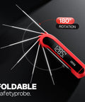 Foldable 0.3 Second Instant Read Digital Meat Thermometer For Cooking And Grilling with rotating safety probe