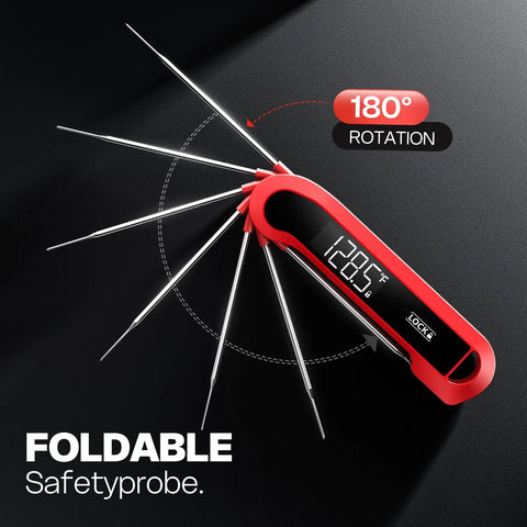 Foldable 0.3 Second Instant Read Digital Meat Thermometer For Cooking And Grilling with rotating safety probe