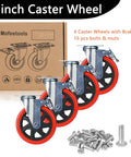 6 Inch Heavy Duty Swivel Caster Wheels Set Of 4 With Brakes And Lockable Bearing Plate Up To 3000 Lbs Per Caster