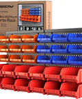30 Bin Wall Mounted Storage Rack System For Heavy Duty Garage Organization With Pegboard Panels