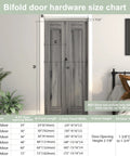 Bifold door hardware size chart with 36 Inch Bifold Door Hardware Kit For Two Doors In Aluminum Top Mounted Sliding Barn Door System dimensions.