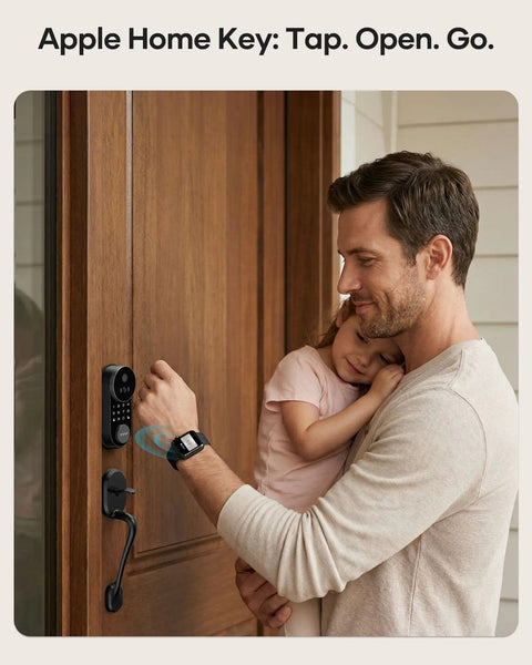 Seamless Front Door Smart Lock With Fingerprint Entry And Apple Home Key Compatibility. Enjoy No Sweat Wifi App Control For iPhone And Android Users. Rock Solid Home Security That Slips Right Over Your Existing Deadbolt Setup.