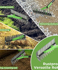 65 Inch Thatch Rake With 21 Teeth, Dual Sided 13 Inch Wide Head For Thatch Removal, Moss And Dead Grass, Plus Soil Leveling