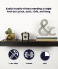 24 Inch Floating Wall Shelf Holds Up To 20 Lbs Tool-Free Drywall Install Flat Black Finish Perfect For Photos Plants Books And Decor