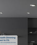 Canless Led Recessed Light Six Inch 3000K Warm White yields a sweet nine hundred twenty five lumens with smooth dimming in ceiling.