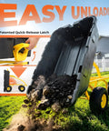 Beefy Garden Dump Cart With 1400LB Capacity for Lawn and Landscaping showing easy unloading with quick release dump bed