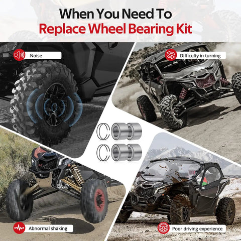 Front And Rear Wheel Bearing Kit For Can Am Maverick X3 2017 2018 2019 2020 2021 2022 2023 Beefed Up Steel Cover Thick Stainless
