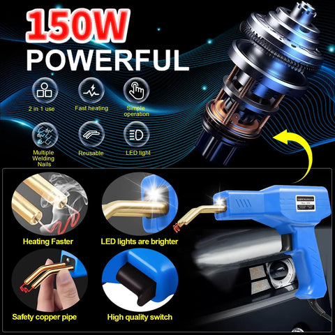 Beefy 150W Plastic Welder Kit with 1000 Hot Staples 2 in 1 Soldering Gun showcasing features and welding capabilities.