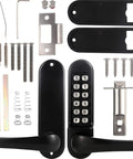 Heavy Duty Mechanical Push Button Keypad Lock With All Weather Coating, Keyless Entry and Override, door handle and parts