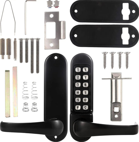Heavy Duty Mechanical Push Button Keypad Lock With All Weather Coating, Keyless Entry and Override, door handle and parts