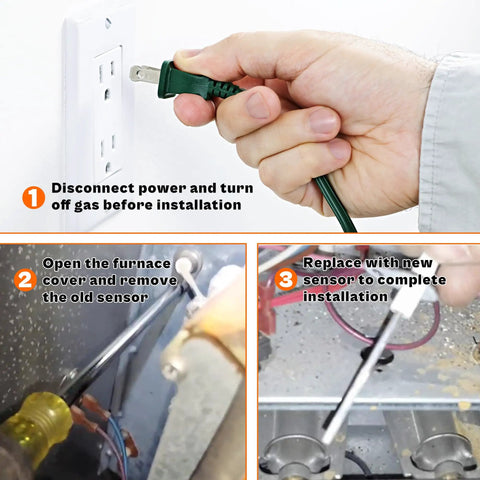Installation steps for Flame Sensor Replacement 2 Pack For Gas Furnaces Three Point Eight Inch Probe Safe Flame Detection
