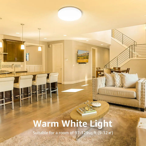 Sleek Dope Flush Mount LED Ceiling Light 15W 1250 Lumen 3000K Soft Warm White Ideal For Bathroom Kitchen Laundry Hallway Waterproof IP54 Energy Efficient Low Profile Design With Easy Install installed in modern living area