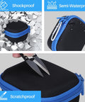 Rugged Hard Case For Izzo Swami 6000 Handheld Golf GPS With Black And Blue Cover, showing shockproof and scratchproof features.