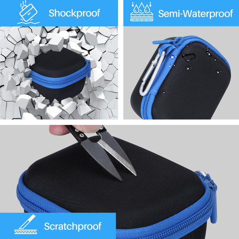Rugged Hard Case For Izzo Swami 6000 Handheld Golf GPS With Black And Blue Cover, showing shockproof and scratchproof features.