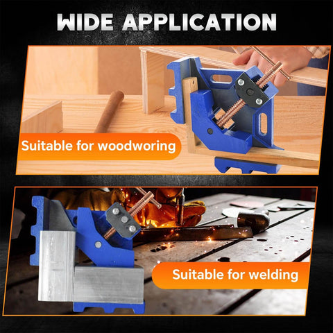 Two Pack Cast Iron Welders Angle Clamp Set for Heavy Duty Two Axis 90 Degree Right Angle Welding Clamp, woodworking and metalwork