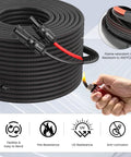 Premium Ten Foot Ten AWG Solar Extension Cable With IP68 Connectors, flame retardant sleeving, tin-plated copper conductors.