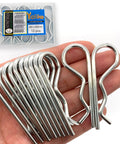 Beefed-Up Heavy Duty Hitch Pins 12 Pack With Spring Retaining R Clips M3x60mm, thick 3mm wire, galvanized 4.8 carbon steel