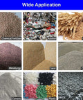 Grid of materials for Electric Screw Conveyor With Inclined Spiral Auger Feeder such as cereals, sand, cement, and plastics.