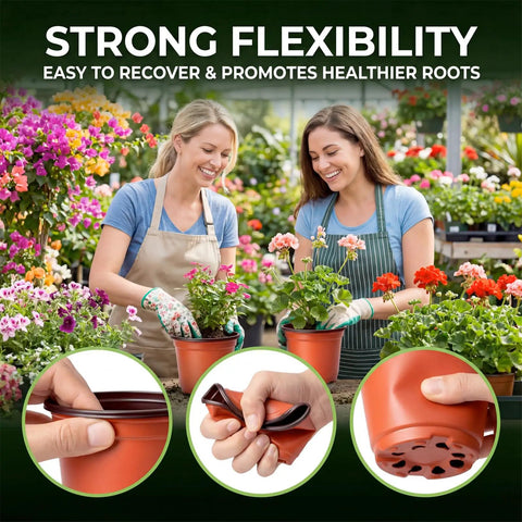 Gardeners using 100 Pack 4 Inch Plastic Nursery Pots With Drainage Holes And 100 Plant Labels For Seed Starting Seedlings And Small Flower Plants