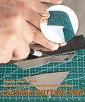 5 Piece Leather Punch Pad Set With A4 A5 Self Healing Cutting Mats showing hands cutting on a mat with a utility knife