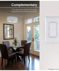 Paddle Rocker Single Pole Light Switch Replacement For Lights And Ceiling Fans On Off Grounding UL Listed White Easy Install Durable Ideal For DIY Repairs And Upgrades installed in dining room.