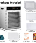 Top Shelf Heavy Duty Food Dehydrator With 12 Sleek Stainless Steel Trays And A Killer 1000W Dual Fan Setup and accessories