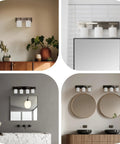 Sleek Oil Rubbed Bronze Vanity Light With Modern Milk Glass Shades, mounted over modern bathroom mirrors, ideal for fresh bath vibe.