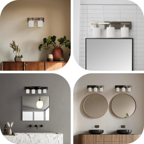 Oil Rubbed Nickel Vanity Light Fixture With Milk Glass Shades Two Light Over Mirror Bathroom Lighting E26 Base 100W LED Compatible Bulbs