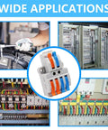 Lever Wire Connectors Pack Of 20, 2 In 4 Out Quick Wire Connectors Push In Conductor Terminal Block For AWG 28-12 shown with applications