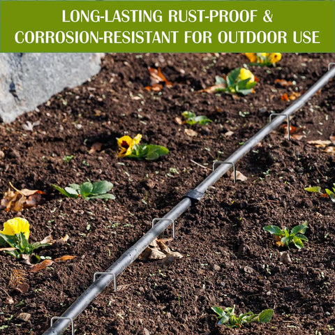 75 Pack 4 Inch Galvanized Landscape Staples U Shaped Garden Stakes Heavy Duty Rust Proof Anticorrosive Ground Staples in garden soil