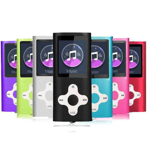 Colorful selection of 16GB Portable MP3 Player With Video, Voice Recorder, FM Radio, 1.8 Inch LCD Display, and controls.