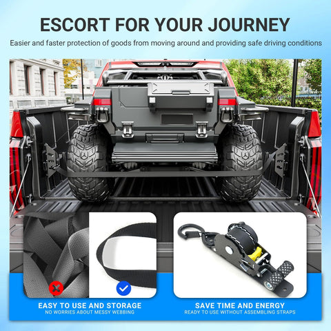2 Pack Retractable Ratchet Straps For Toyota Tundra 2022 Through 2026, heavy duty tie down securing cargo in truck bed