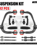 Ford F-150 4x4 Front End 12pc Suspension Kit Beefs Up Your Ride, showing control arms, ball joints, sway bar links, tie rod ends, boots