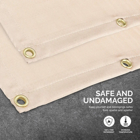 6 Foot By 8 Foot Fiberglass Welding Blanket With Brass Grommets, Flame Retardant Fireproof Shield For Welding, Sparks And Spatter Protection