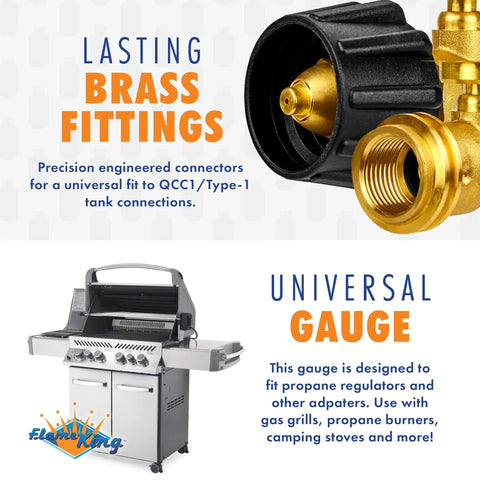 Propane Tank Gauge Level Indicator Leak Detector Gas Pressure Meter Color Coded Glow In The Dark Universal BBQ Grill