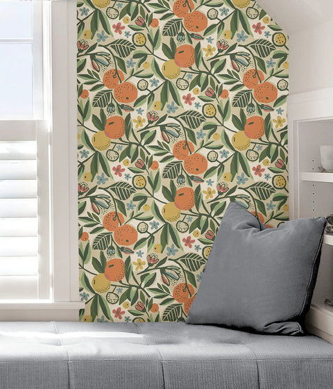Pip And Lo Ochre Clementine Garden Peel And Stick Wallpaper Bohemian Self Adhesive Safe For Walls Repositionable 20.5x18ft decor