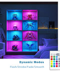 Under Cabinet Lighting Kit With RGB Puck Lights And Remote Color Changing 12V Plug In LED Kit in display case with remote control