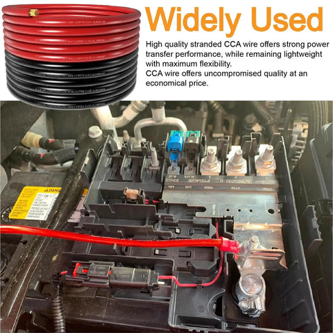 Straight Plug Zero Gauge CCA Battery Cable 40 Foot Spool With Top Shelf Crimp Lugs And Heat Shrink Tubing during installation in vehicle.