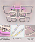 Modern LED Flush Mount Ceiling Light With Remote Control Dimmable 80W Six Ring Dope Fixture 3000K To 6500K Color Temperature White Ceiling Lamp For Living Room Kitchen Bedroom Hallway with chrome and acrylic details.