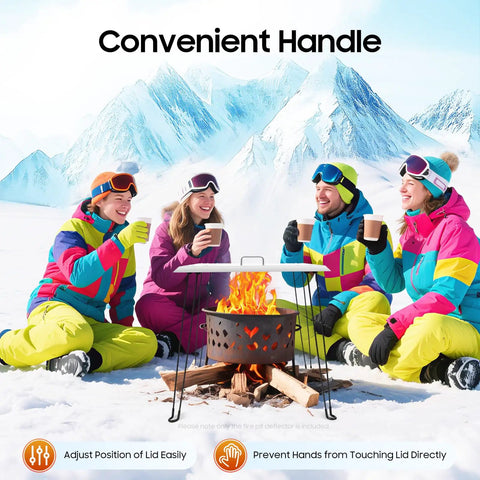 Group enjoying winter with Foldable Heat Deflector For Solo Stove Bonfire 24 Inch Square Stainless Steel Fire Pit Shield