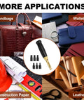Slick Adjustable Leather Hole Punch Tool Kit With Six Sweet Interchangeable Bits For Knockout Precision In DIY Crafting Sewing And Leatherwork Projects Black, practical for handbags, wallets, construction paper, and leather.