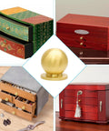 Mini Round Solid Brass Knobs Set Gold Half Inch Slick 4 Pack With 8 Mounting Screws For Jewelry Boxes Small Drawers Cabinets DIY Projects Perfect For Jewelry Boxes Small Chests Desks And Craft Furniture Makeovers on jewelry boxes and drawers