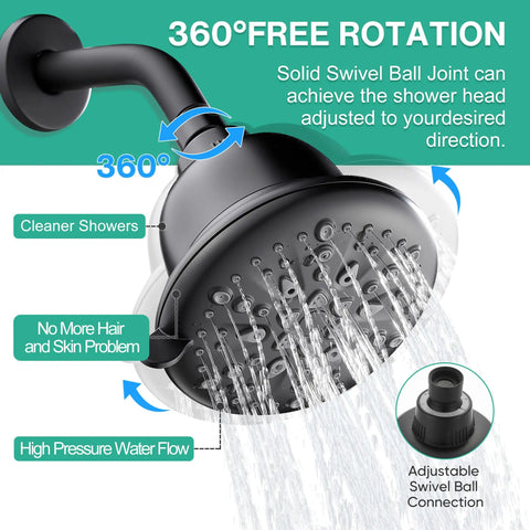 Filtered Shower Head With 7 Modes And High Pressure Flow For Hard Water Chlorine Be Gone With 16 Stage Filter Vitamin C Carbon And More Midnight Black Matte Finish 5 Inch Round