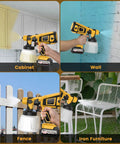 Real Deal Cordless Paint Sprayer With Dual 4000mAh Batteries And Beast Mode 650W Motor used on cabinet, wall, fence, iron furniture.