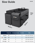 Foldable Trunk Organizer For SUVs And Sedans, Sturdy Car Storage With Two Big Compartments And Six Mesh Pockets, Black, 23.6 X 14.2 X 10.6 Inches