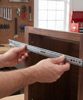 Installing Four Pack Drawer Slides Twelve Point Two Inch Side Mount With 17mm Groove Dual Directional Ball Bearing Rails