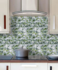 Peel And Stick Subway Tile Backsplash Kit 10 Sheets 13x12 Ice Green Marble Look Kitchen Tiles DIY Friendly Easy Install