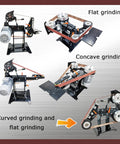 Heavy Duty Belt Sander Grinder With Variable Speed Setup And Real Deal Copper Motor, Knockout Bench Top Sander for Quick Deburring, packs three 1800mm belts, demonstrating flat and concave grinding.