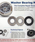 Top Tier Washer Bearing And Seal Replacement Kit with sealed steel cartridges and gasket for Samsung washers.